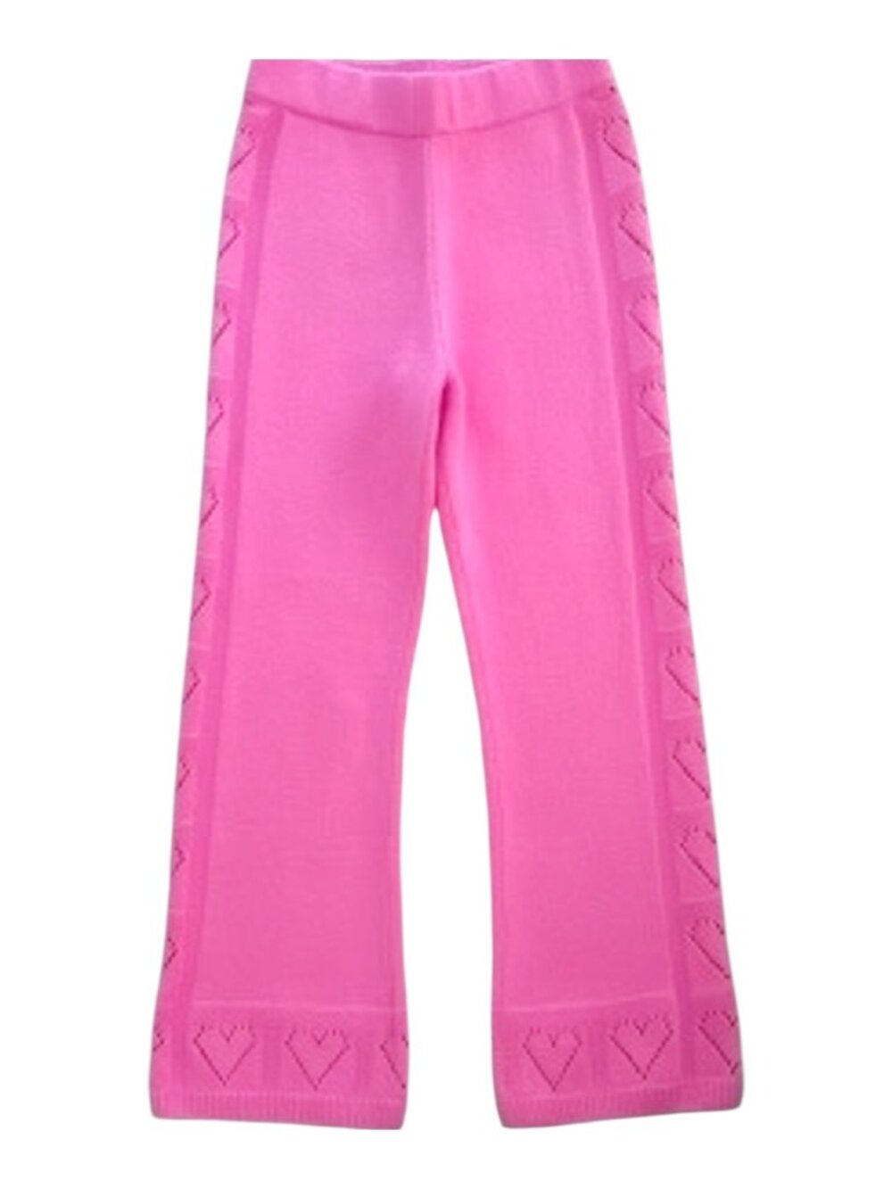 LoveShackFancy PINK Toro Heart Crochet Knit Joggers